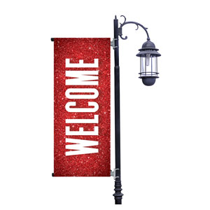 Red Glitter Christmas Light Pole Banners
