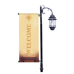 Christmas Gold Manger Light Pole Banners