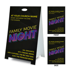 Family Movie Night Neon Coroplast A-Frame