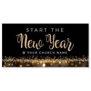 New Year Gold Sparkle 11" x 5.5" Oversized Postcards