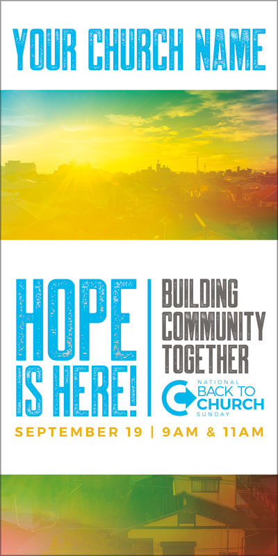 Church Postcards, Back To Church Sunday, BTCS Hope is Here Sunrise, 5.5 x 11