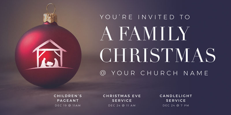 Church Postcards, Christmas, You're Invited Family Christmas, 5.5 x 11