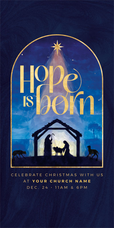 Church Postcards, Christmas, Hope Is Born Nativity, 5.5 x 11