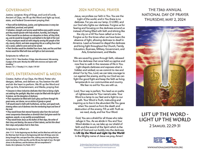 National Day of Prayer 2024 Theme Prayer Guide 100 Pack Promotional