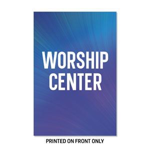 Electric Blue Worship Center 23" x 34.5" Rigid Sign