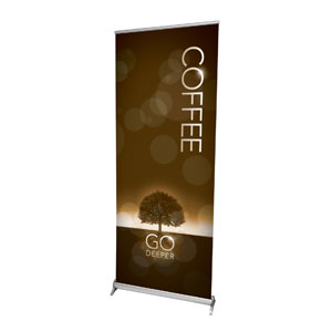 Deeper Roots Coffee 2'7" x 6'7"  Vinyl Banner