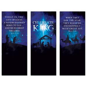 Celebrate the King Triptych 2'7" x 6'7"  Vinyl Banner
