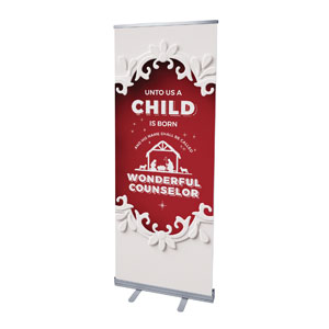 Paper Cut Out Christmas Red 2'7" x 6'7"  Vinyl Banner