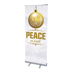 Silver Snow Peace Ornament 2'7" x 6'7"  Vinyl Banner