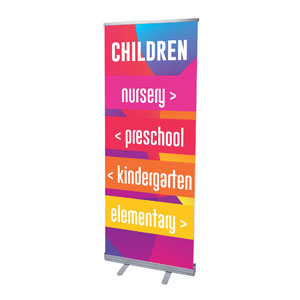 Curved Colors Children Directional 2'7" x 6'7"  Vinyl Banner