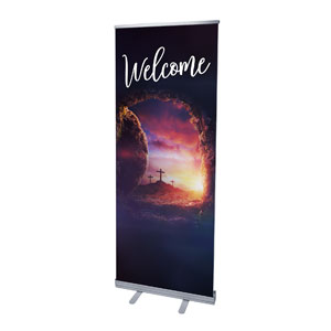 Dramatic Tomb Easter Welcome 2'7" x 6'7"  Vinyl Banner