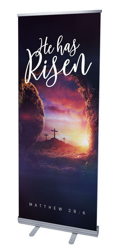 Banners, Easter, Dramatic Tomb Easter Scripture, 2'7 x 6'7