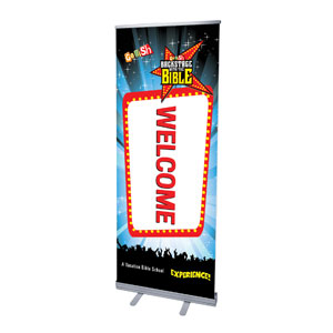 Go Fish Backstage With The Bible Welcome 2'7" x 6'7"  Vinyl Banner
