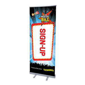 Go Fish Backstage With The Bible Sign Up 2'7" x 6'7"  Vinyl Banner