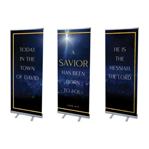 Christmas Together Night Triptych 2'7" x 6'7"  Vinyl Banner