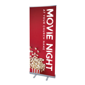 Movie Night Popcorn 2'7" x 6'7"  Vinyl Banner