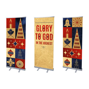 Celebrate Christmas Icons Triptych 2'7" x 6'7"  Vinyl Banner