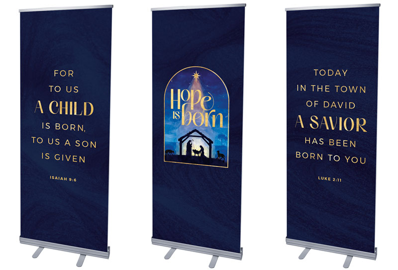 Banners, Christmas, Hope Is Born Nativity Triptych, 2'7 x 6'7