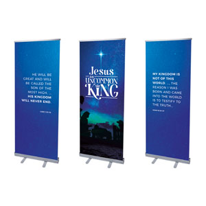Jesus Uncommon King Triptych 2'7" x 6'7"  Vinyl Banner
