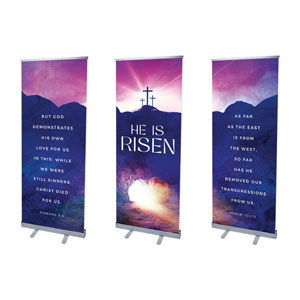 Easter Cross Tomb Triptych 2'7" x 6'7"  Vinyl Banner