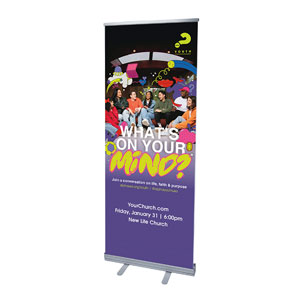 Alpha Youth What's On Your Mind? Friends Purple 2'7" x 6'7"  Vinyl Banner