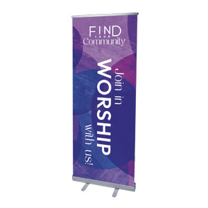 Find Your Community Worship 2'7" x 6'7"  Vinyl Banner