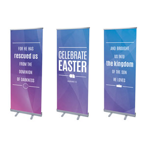 Bright Gradient Easter Triptych 2'7" x 6'7"  Vinyl Banner