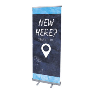 Blue Revival New Here 2'7" x 6'7"  Vinyl Banner