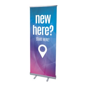 Bright Gradient New Here 2'7" x 6'7"  Vinyl Banner