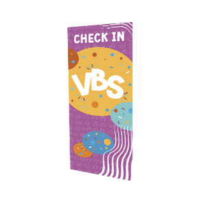 Confetti Kids VBS Check In 2'7" x 6'7"  Vinyl Banner