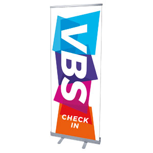 Vibrant Shapes VBS Check In 2'7" x 6'7"  Vinyl Banner