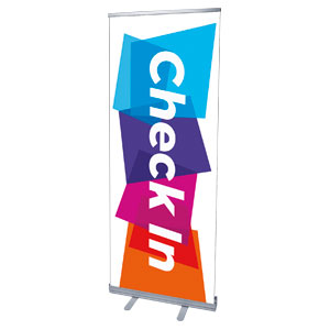 Vibrant Shapes Check In 2'7" x 6'7"  Vinyl Banner