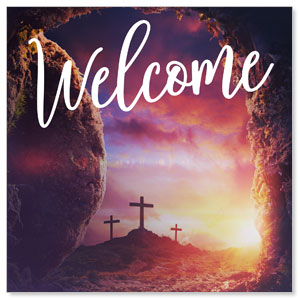Dramatic Tomb Easter Welcome StickUp