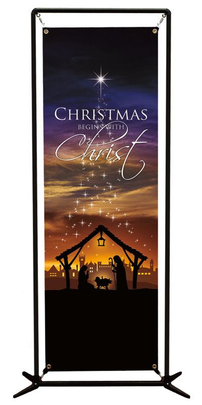 Banners, Christmas, Christmas Begins Christ, 2' x 6'