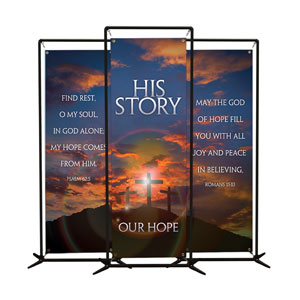 His Story Our Hope Triptych 2' x 6' Banner