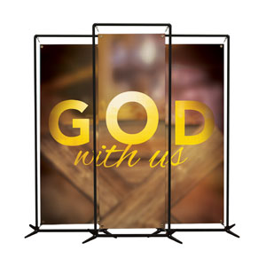 God With Us Manger Triptych 2' x 6' Banner