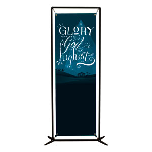 Glory to God Blue 2' x 6' Banner
