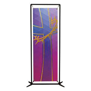 Bold Iconography Purple Cross 2' x 6' Banner