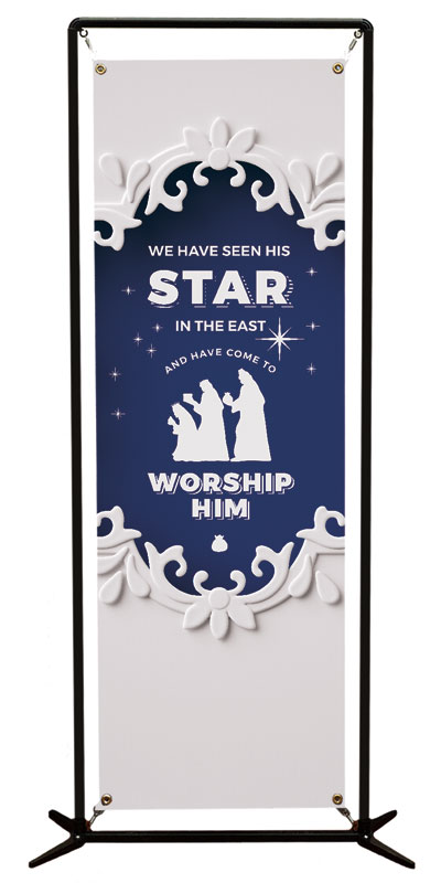 Paper Cut Out Christmas Blue Banner - Church Banners - Outreach Marketing