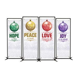 Silver Snow Advent Ornaments 2' x 6' Banner