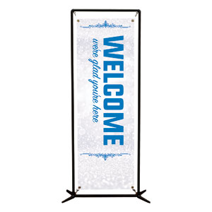 Silver Snow Welcome 2' x 6' Banner