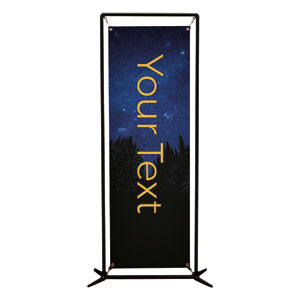 Night Sky Gold Script Your Text 2' x 6' Banner