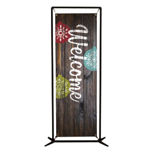 Dark Wood Christmas Ornaments 2' x 6' Banner