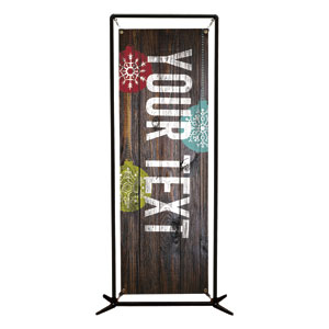 Dark Wood Christmas Ornaments Your Text 2' x 6' Banner