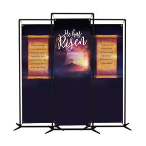 Dramatic Tomb Easter Triptych 2' x 6' Banner