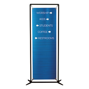 General Blue Directional 2' x 6' Banner