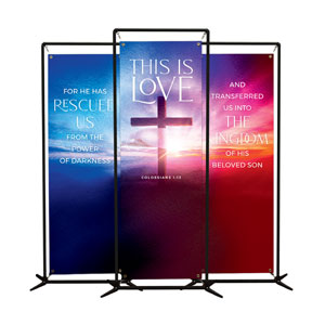 Love Easter Colors Triptych 2' x 6' Banner