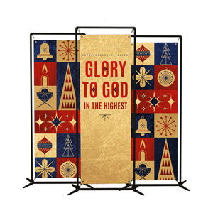 Celebrate Christmas Icons Triptych 2' x 6' Banner