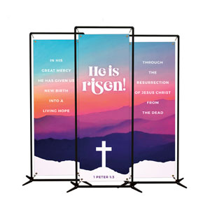 Easter At Mountains Triptych 2' x 6' Banner