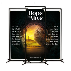 Hope Is Alive Tomb Triptych 2' x 6' Banner